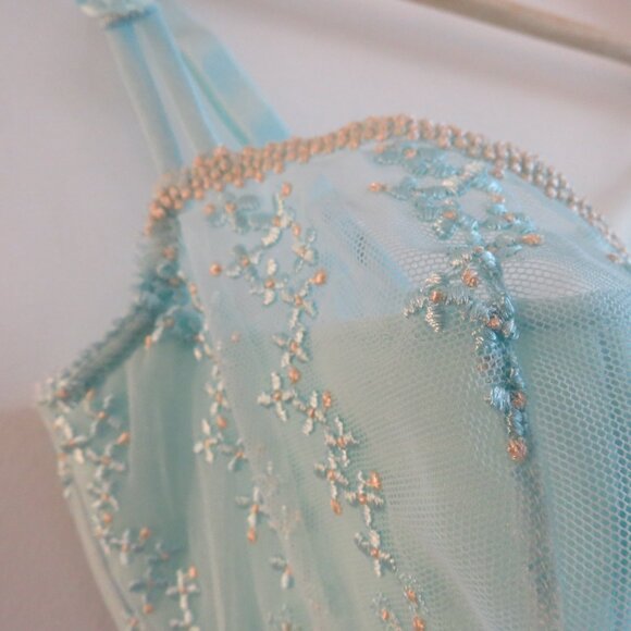 MARIE JO L'AVENTURE Eloise Plunge Floral Lace Bra in Sea Clearwater Green 32E - Picture 6 of 14